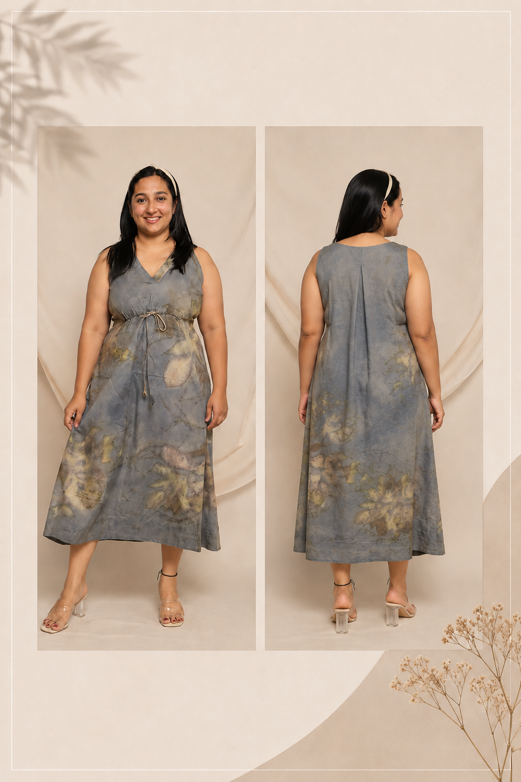 V-Neck Midi · Slate