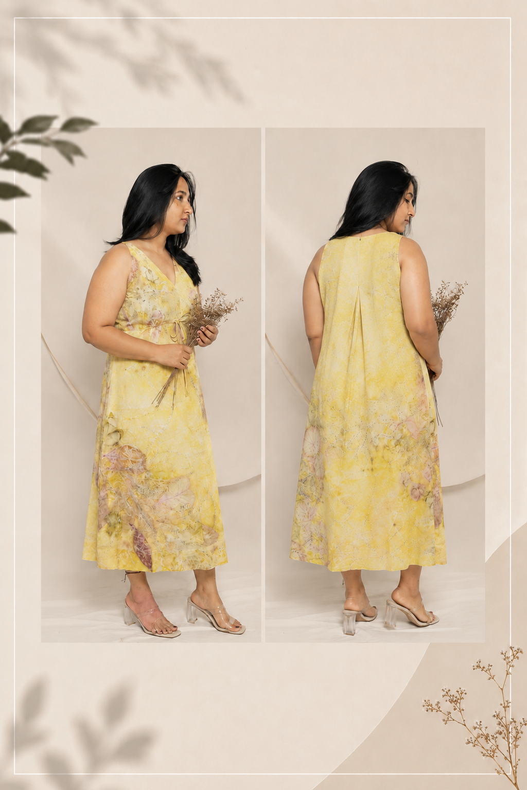V-Neck Midi · Ochre