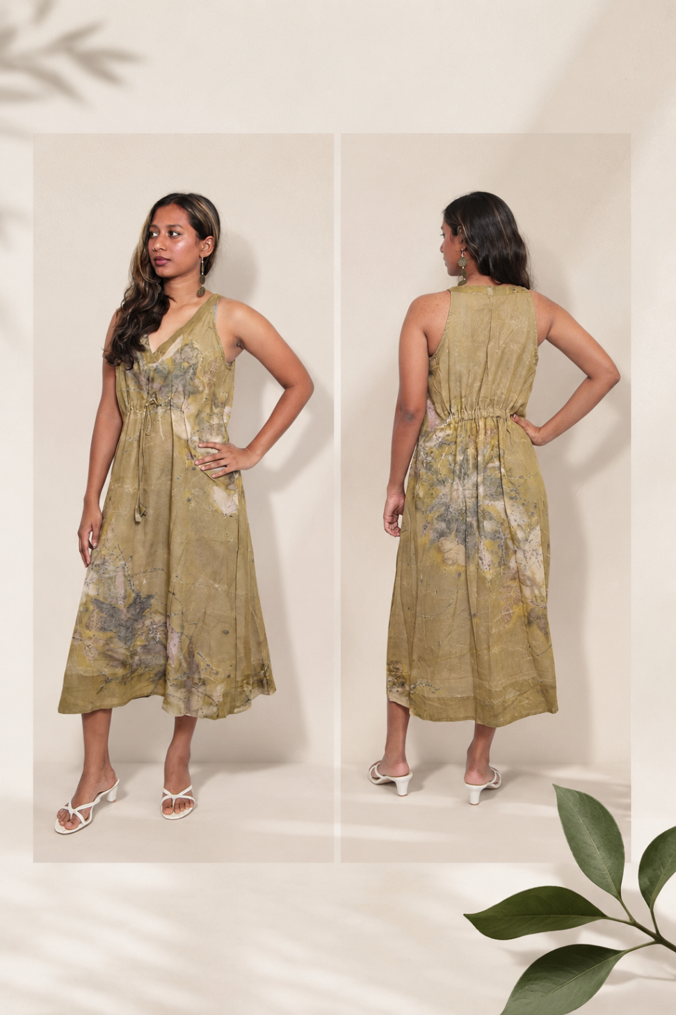 V-Neck Midi · Moss